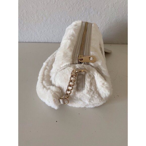 Juicy Couture Warm Up Barrel Shoulder Bag Purse Crystal White W/Charm Fuzzy NEW - Picture 9 of 14